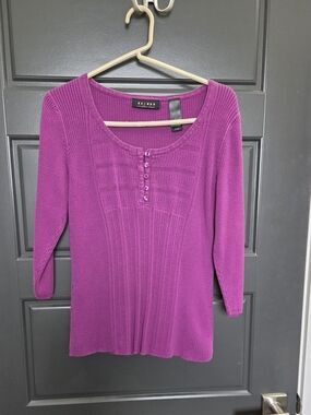 Axcess Fuchsia Ribbed Scoop-Neck Knit Tunic